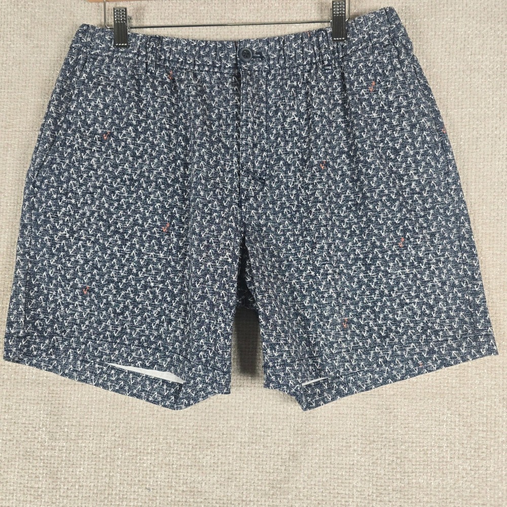 IZOD Saltwater Stretch Mens Navy Anchor Print Shorts Size M 7 Inseam Nautical